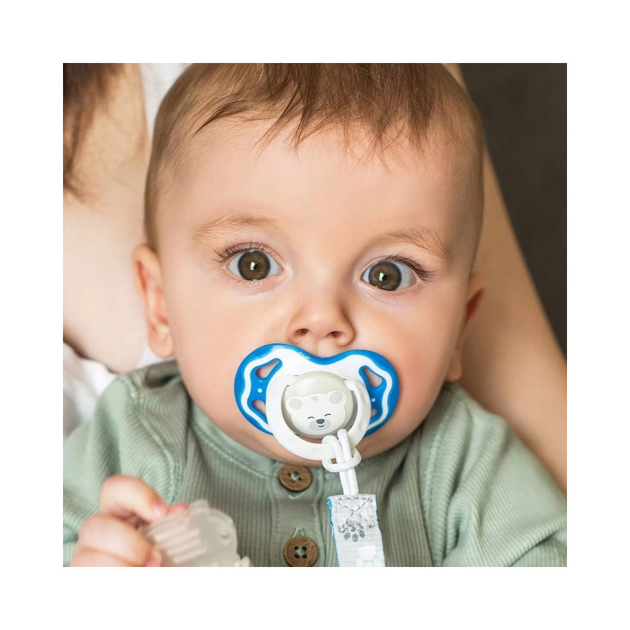 Tasiemka do smoczka z klipsem szare łapki / Babyono
