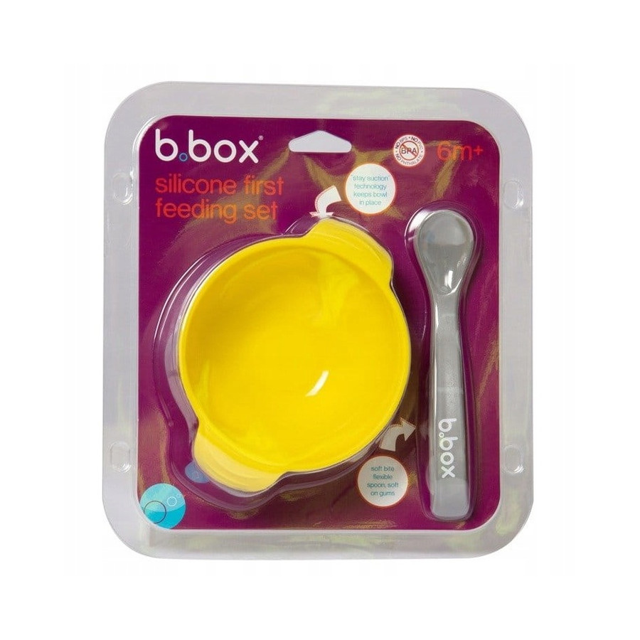 Silikonowa miseczka z przyssawką i łyżeczką Lemon sherbet / B.box