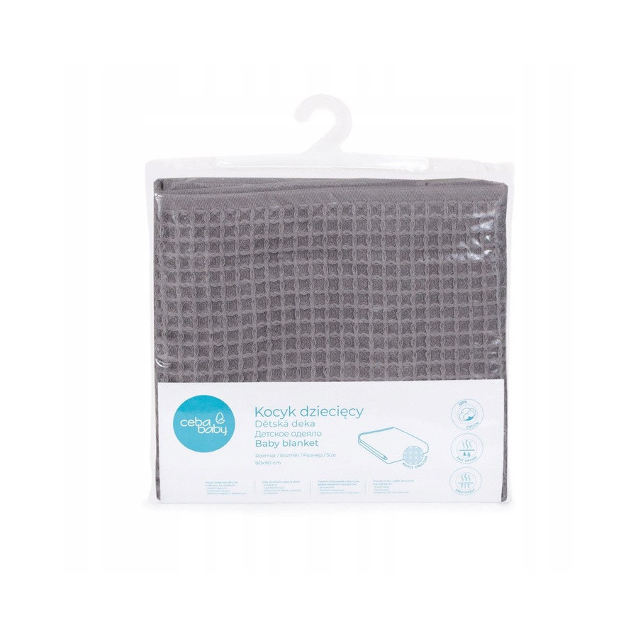 Kocyk dziecięcy Waffle Line 90x90 cm Ash / Ceba Baby