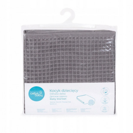 Kocyk dziecięcy Waffle Line 90x90 cm Ash / Ceba Baby