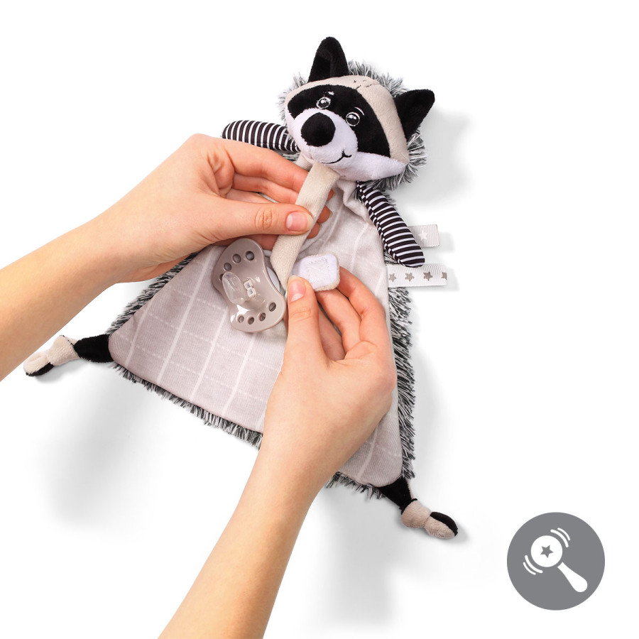 Przytulanka z zawieszką do smoczka Racoon Rocky / Babyono