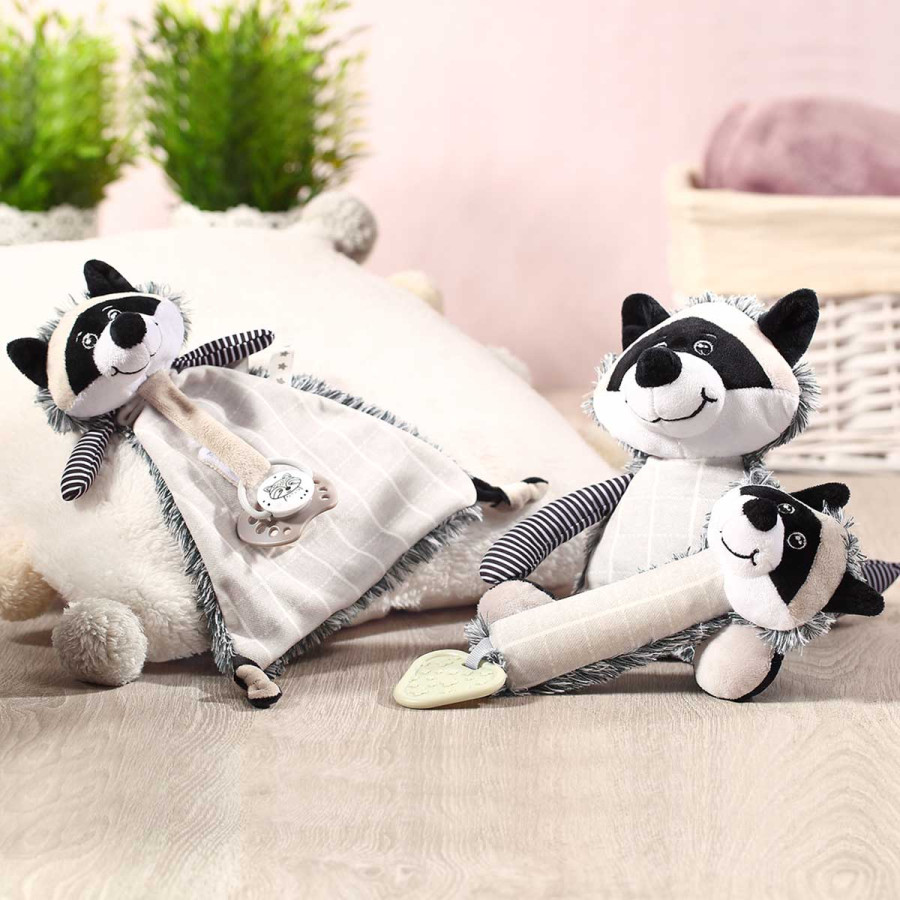 Przytulanka z zawieszką do smoczka Racoon Rocky / Babyono