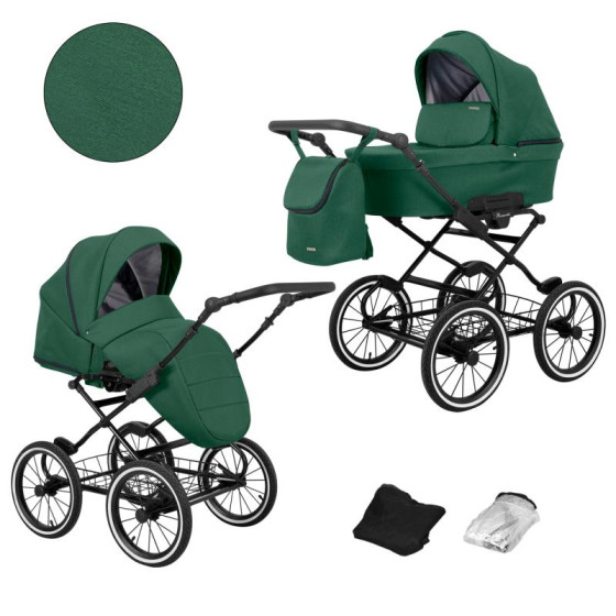 Retro wózek dziecięcy 2w1 Romantic Zielony / Kunert