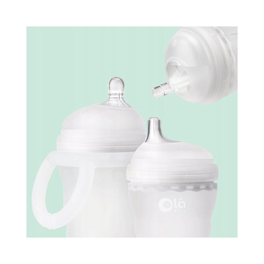Zestaw butelki z wymiennymi końcówkami (bidon niekapek butelka) Frost / Ola Baby
