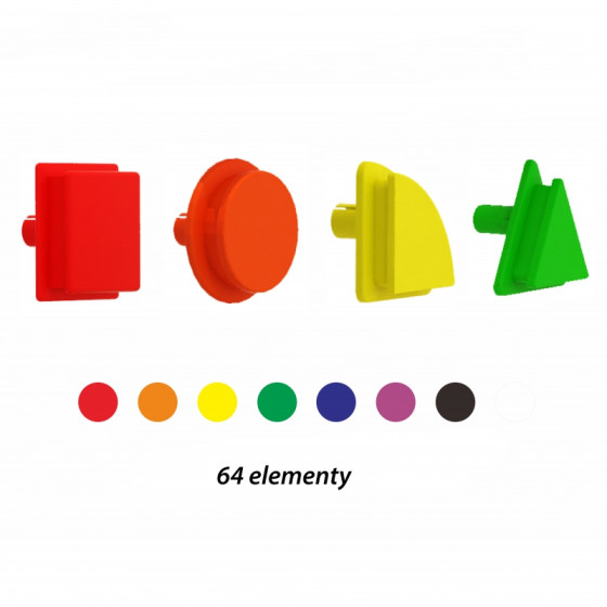 Zestaw kołeczków w kształcie figur geometrycznych do tablicy 64 szt. / Masterkidz