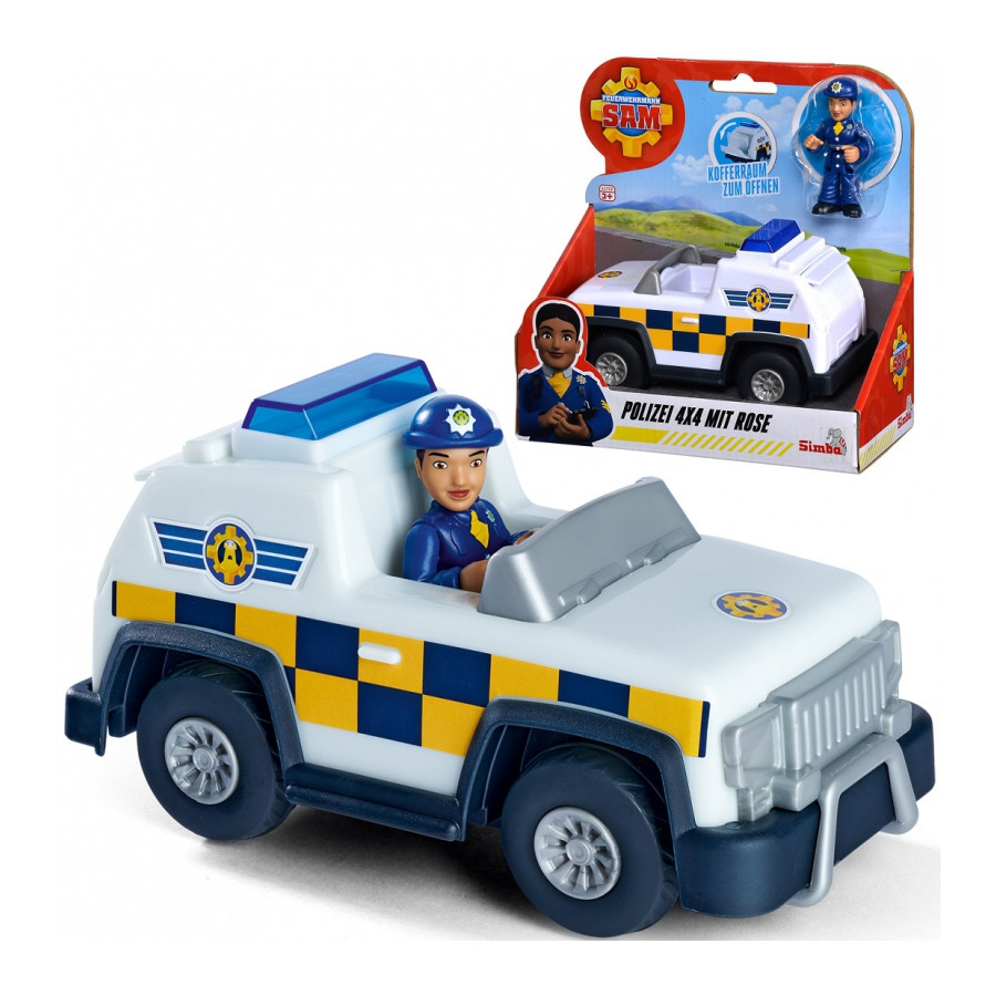 Jeep policyjny 4x4 + Mini figurka Strażak Sam  / Simba