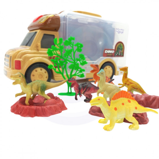 Zestaw samochód walizka + Figurki dinozaurów 6 szt. / Woopie