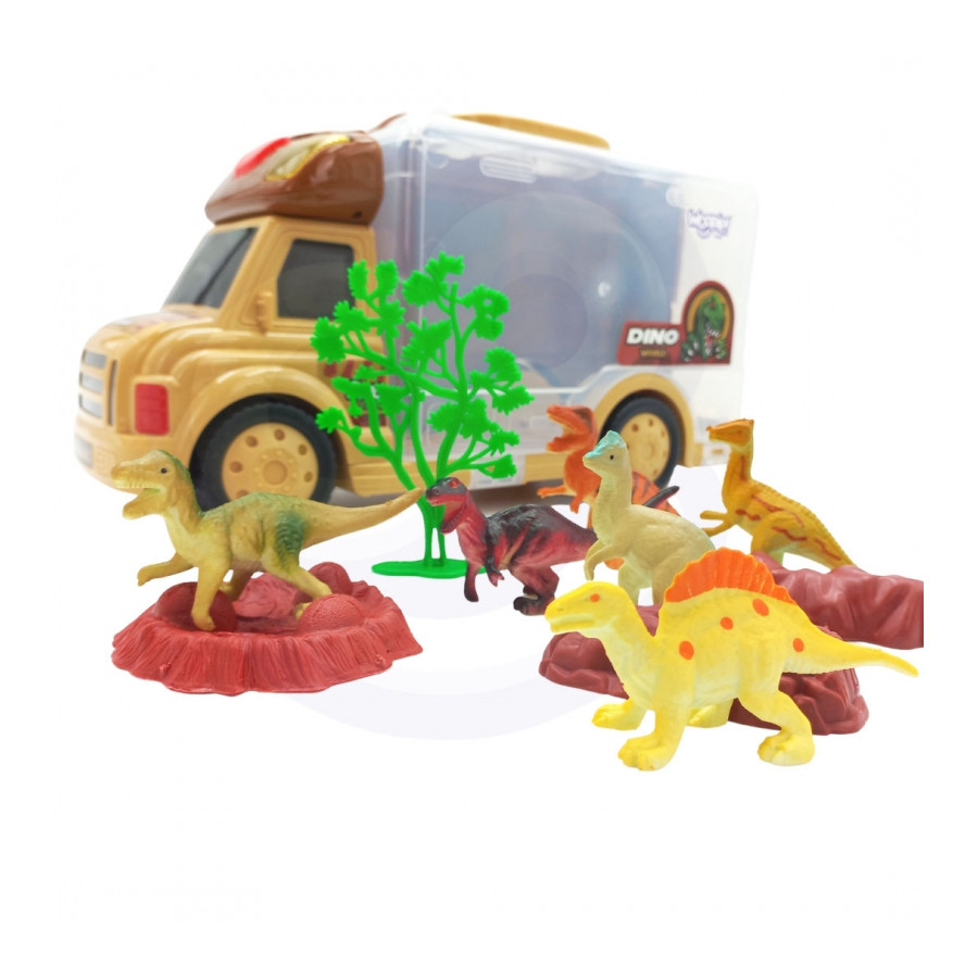 Zestaw samochód walizka + Figurki dinozaurów 6 szt. / Woopie