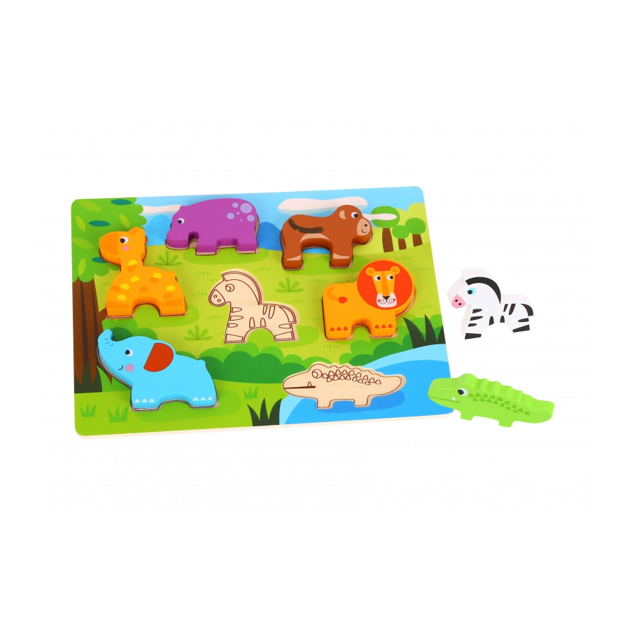 Gruba układanka 3D zwierzęta montessori 7 el. / Tooky toy