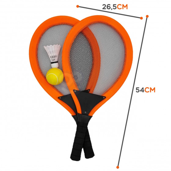 Duże rakietki do tenisa pomarańczowe 2 szt. + piłka i lotka / Woopie