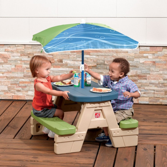 Stół piknikowy ogrodowy z parasolką / Step2
