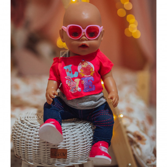 Modne ubranko dla lalki Love + okulary i buciki 43-46 cm / Woopie
