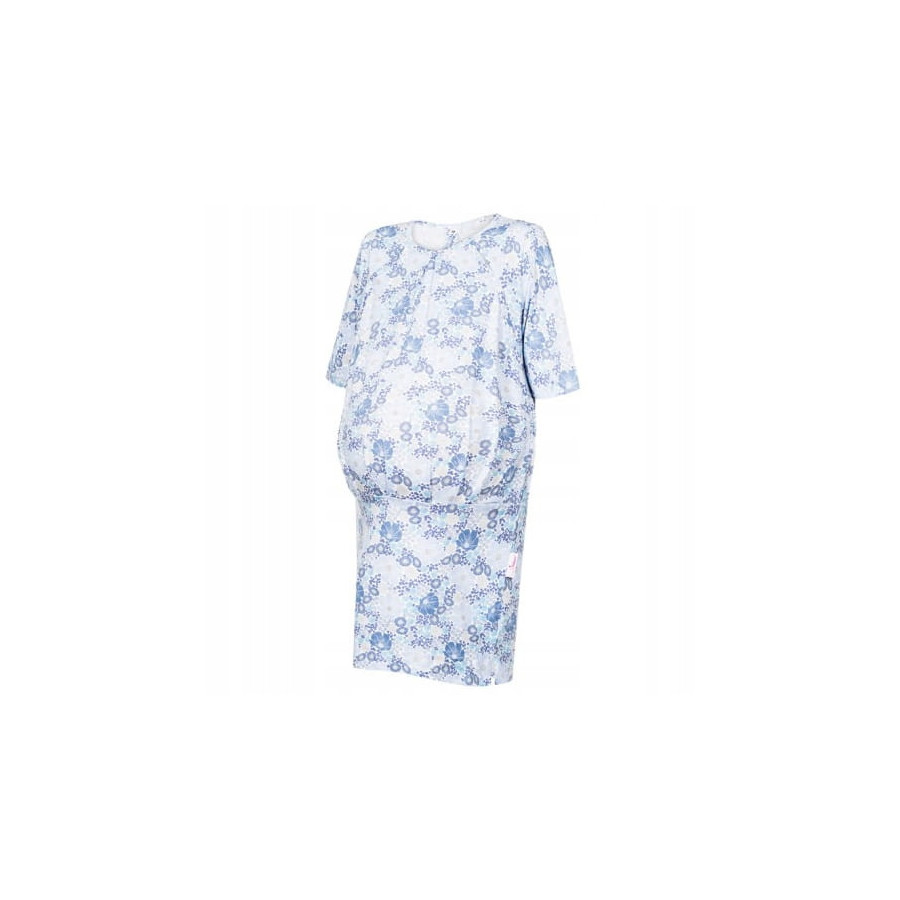 Koszula porodowa - ciążowa L Błękitne kwiaty / Super Mami