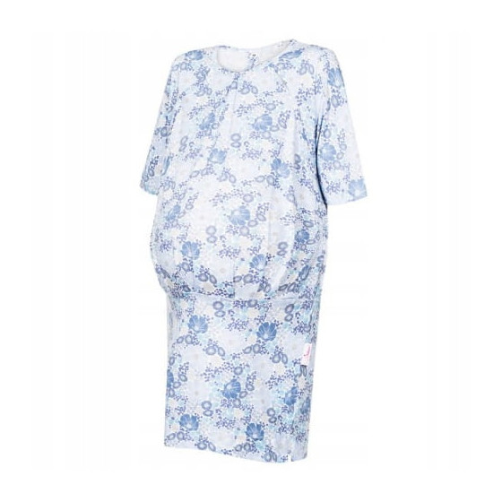Koszula porodowa - ciążowa XL Błękitne kwiaty / Super Mami