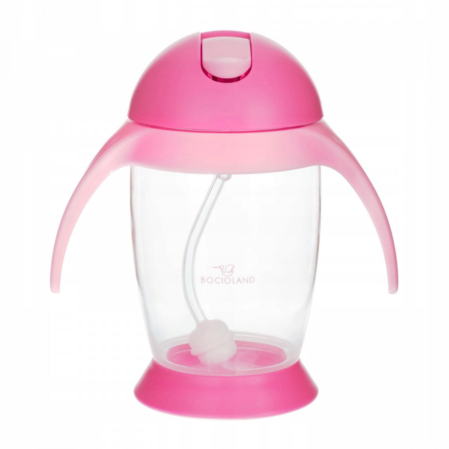 Bidon - niekapek ze słomką 300 ml Różowy / Bocioland Bidon - niekapek ze słomką 300 ml Różowy / Bocioland