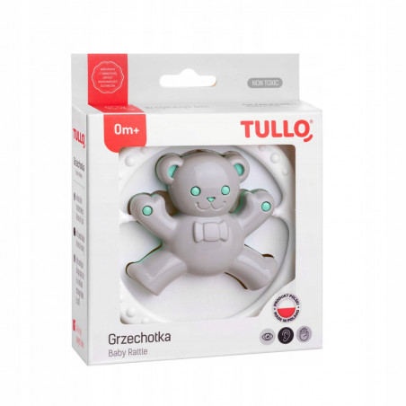 Grzechotka Miś szaro - miętowy / Tullo