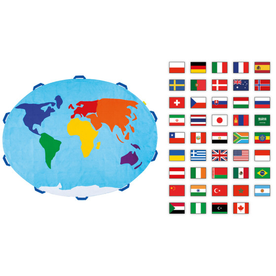 Chusta edukacyjna mapa świata - Flagi państw / Akson