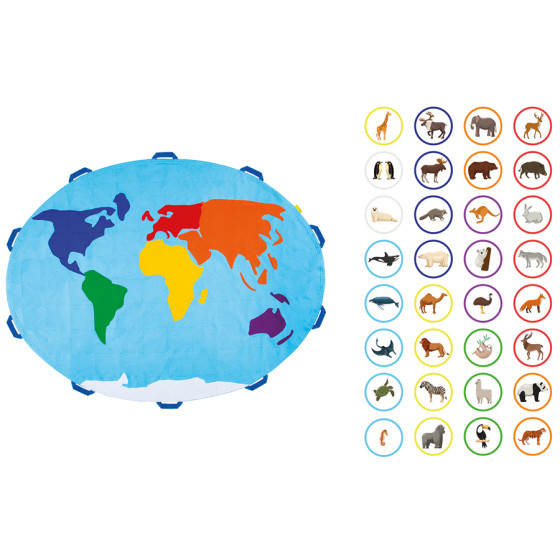 Chusta edukacyjna mapa świata - Zwierzęta / Akson