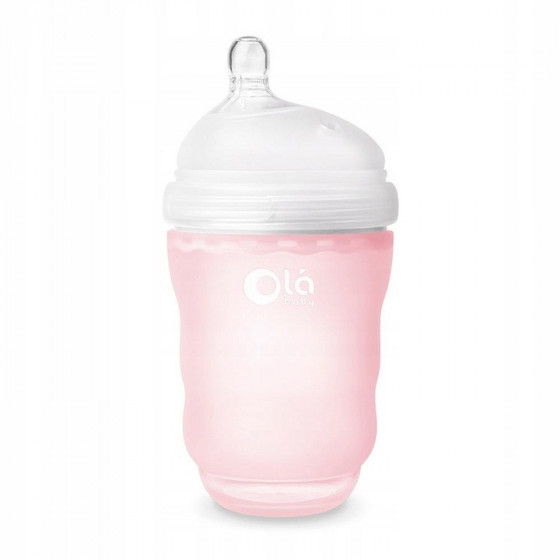 Silikonowa butelka dla niemowląt 240 ml Rose / Ola Baby