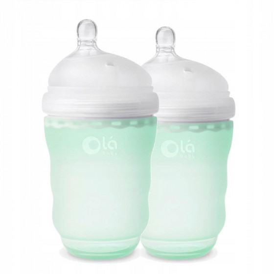 Silikonowe butelki dla niemowląt 2pak 240 ml Mint / Ola Baby