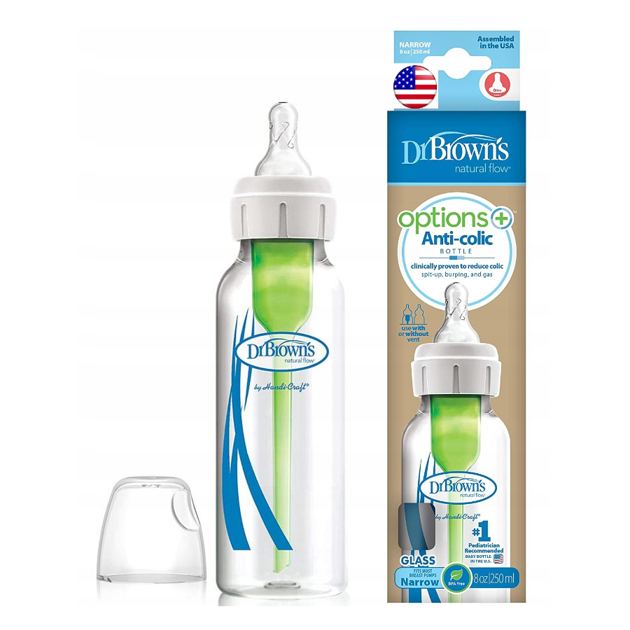 Butelka od urodzenia wąska Opti+ szklana 250 ml / Dr Brown's Butelka od urodzenia wąska Opti+ szklana 250 ml / Dr Brown's