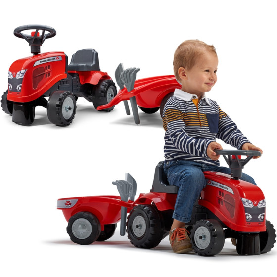 Traktorek z przyczepką Baby Massey Ferguson czerwony / Falk