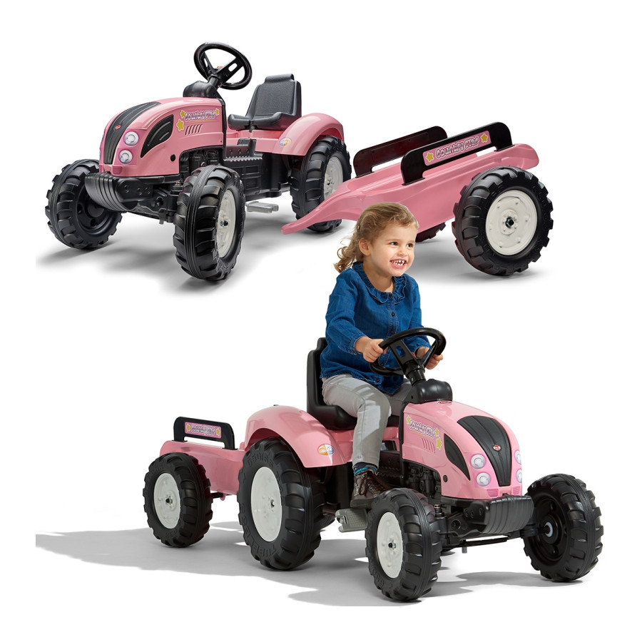 Traktor na pedały z przyczepką Pink Country Star / Falk