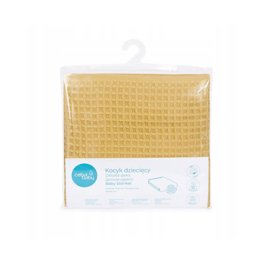 Kocyk dziecięcy Waffle Line 90x90 cm Cream Gold / Ceba Baby