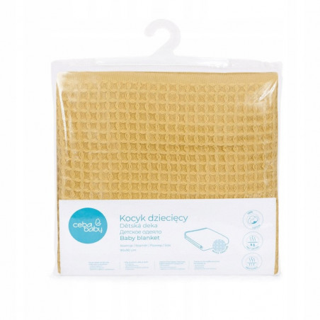Kocyk dziecięcy Waffle Line 90x90 cm Cream Gold / Ceba Baby
