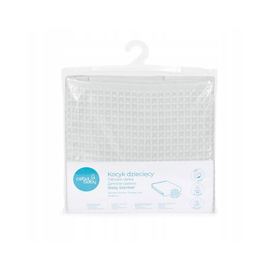 Kocyk dziecięcy Waffle Line 90x90 cm Light grey / Ceba Baby