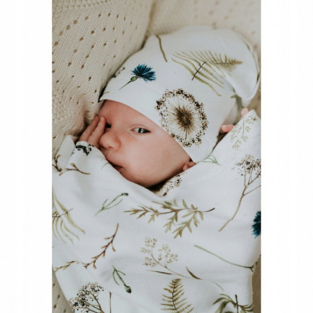 Zestaw BabyWrap Kokon + Czapeczka + Opaska Herbal / Qbana Mama