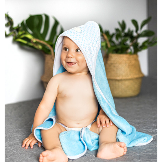 Ręcznik z kapturkiem bambusowy Niebieski / Babyono