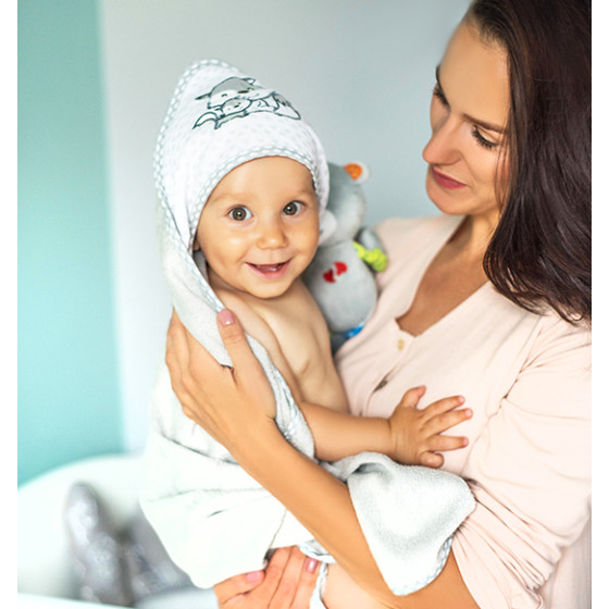 Ręcznik z kapturkiem bambusowy Szary / Babyono