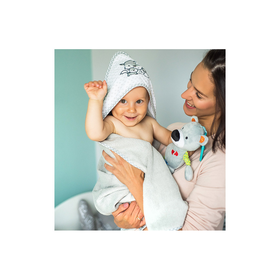 Ręcznik z kapturkiem bambusowy Szary / Babyono