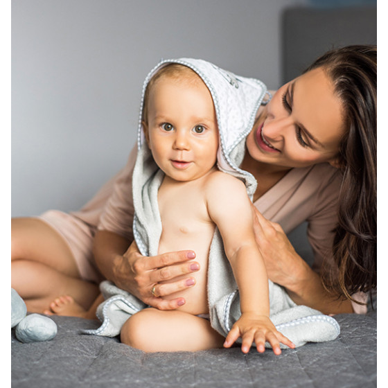 Ręcznik z kapturkiem bambusowy Szary / Babyono