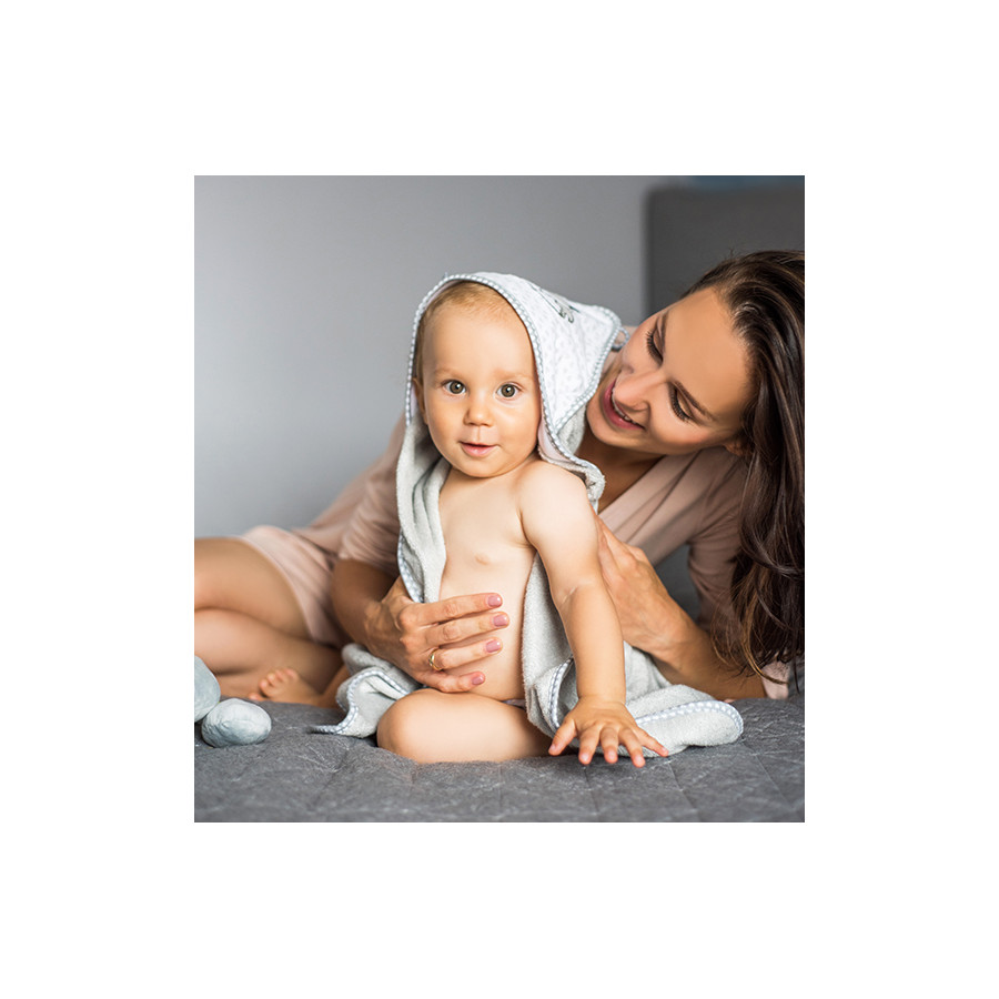 Ręcznik z kapturkiem bambusowy Szary / Babyono