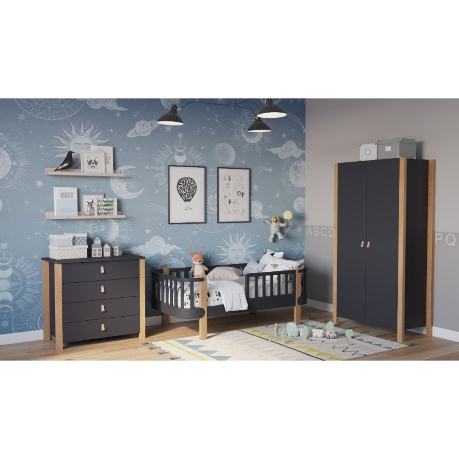 Łóżeczko młodzieżowe Étude Antracytowe 160x80 cm / YappyKids