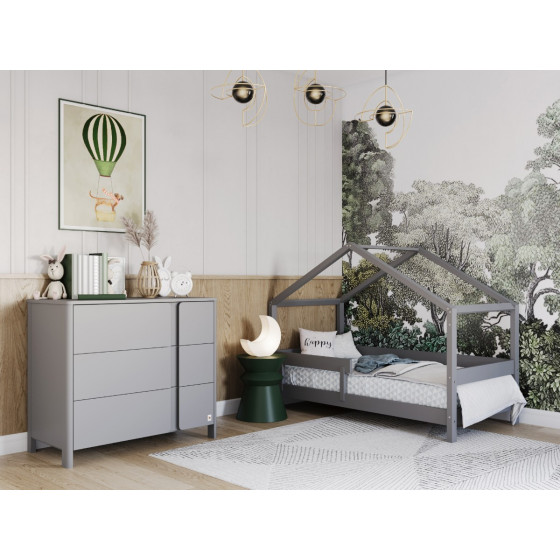 Łóżeczko młodzieżowe Hytte Szare 160x80 cm / YappyKids