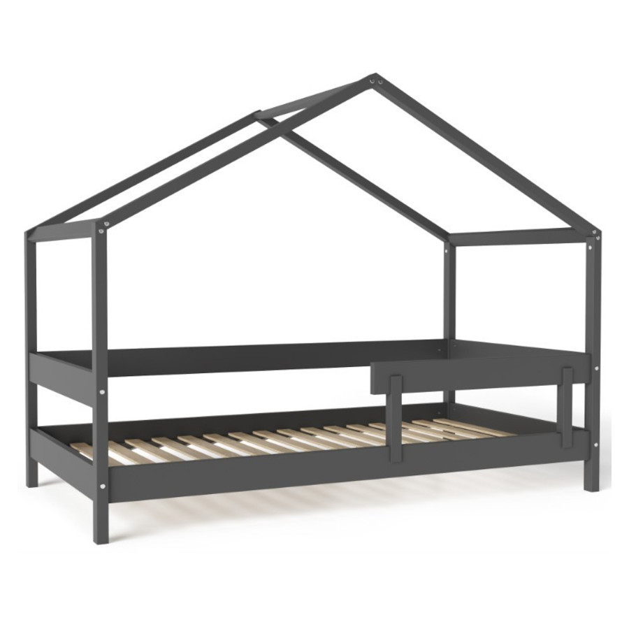 Łóżeczko młodzieżowe Hytte Antracytowe 160x80 cm / YappyKids Łóżeczko młodzieżowe Hytte Antracytowe 160x80 cm / YappyKids