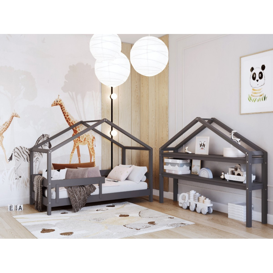Łóżeczko młodzieżowe Hytte Antracytowe 160x80 cm / YappyKids