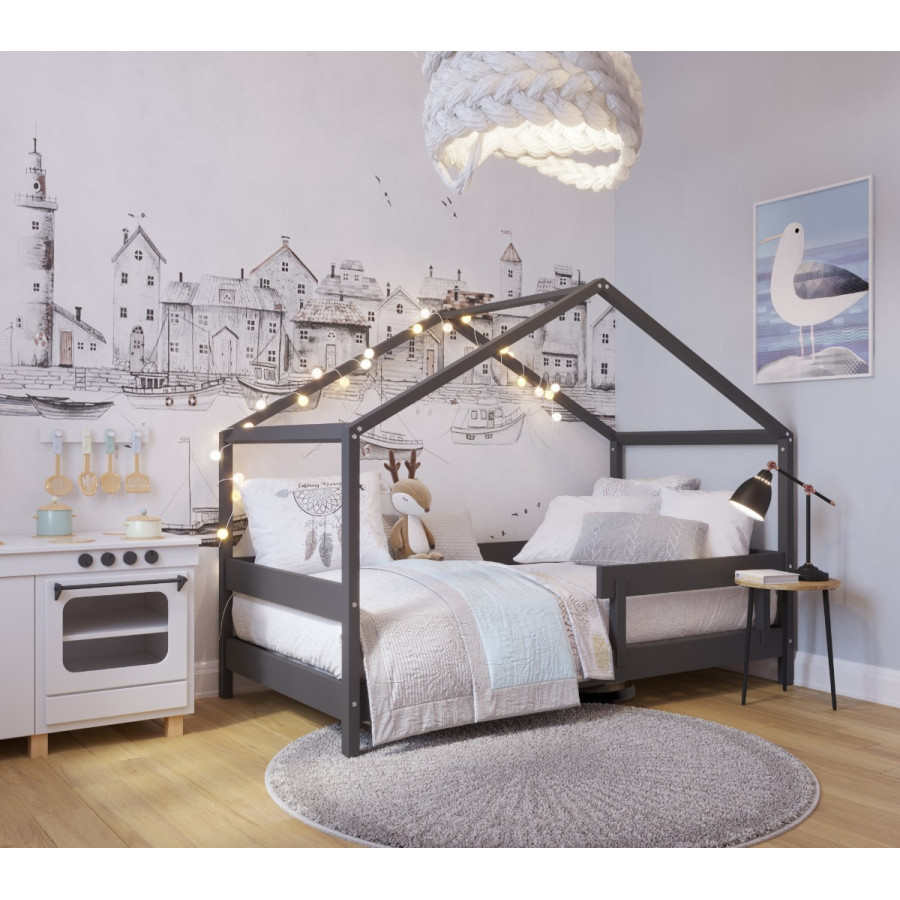 Łóżeczko młodzieżowe Hytte Antracytowe 160x80 cm / YappyKids