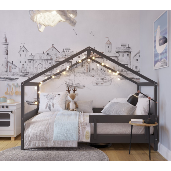 Łóżeczko młodzieżowe Hytte Antracytowe 160x80 cm / YappyKids