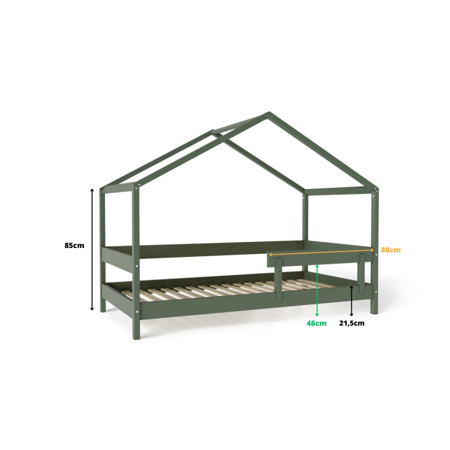 Łóżeczko młodzieżowe Hytte Zielone 160x80 cm / YappyKids