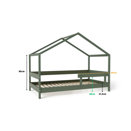 Łóżeczko młodzieżowe Hytte Zielone 160x80 cm / YappyKids