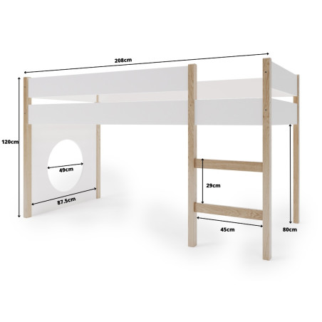 Łóżeczko młodzieżowe Grott Białe 200x90 cm / YappyKids