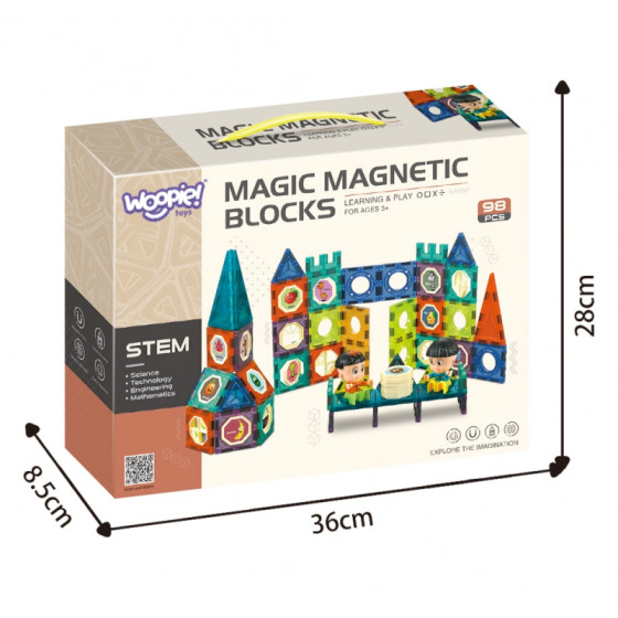 Klocki magnetyczne Zamek 98 el. / Woopie