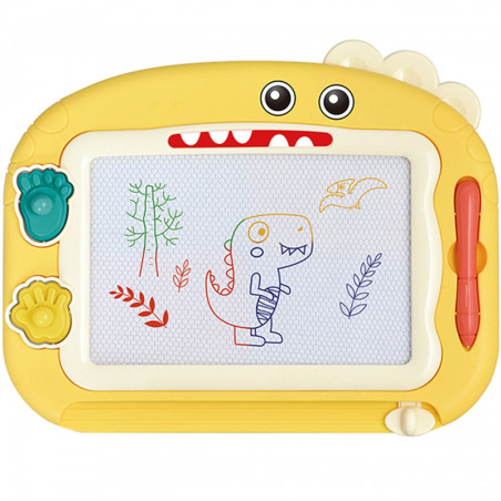 Tablica Magnetyczna Dinozaur żółta + 2 Stempelki i znikopis / Woopie