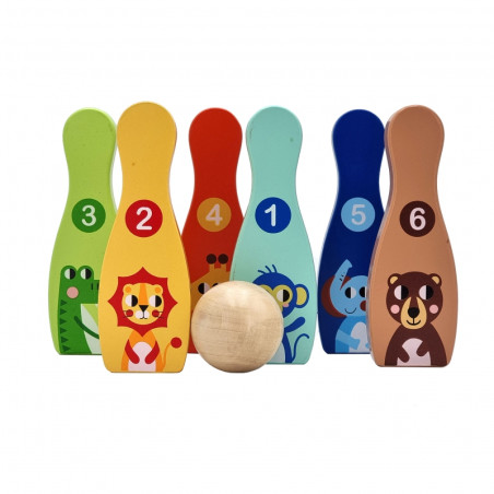 Kolorowe kręgle 6 szt. + piłka / Tooky toy
