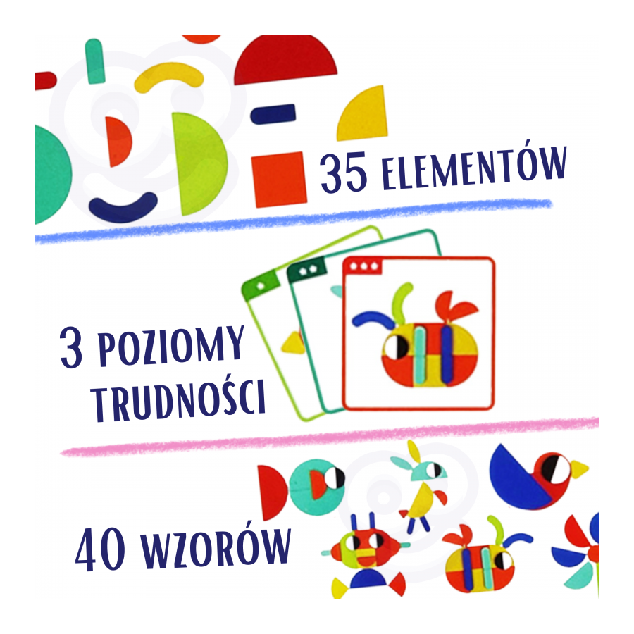 Układanka montessori 40 wzorów 55 el. / Woopie