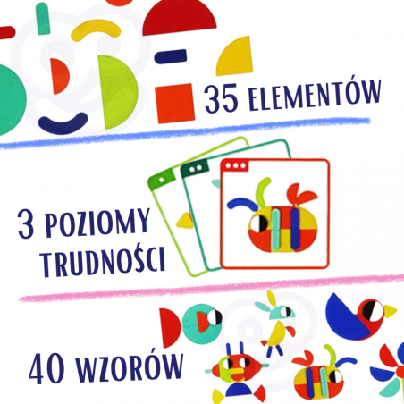 Układanka montessori 40 wzorów 55 el. / Woopie